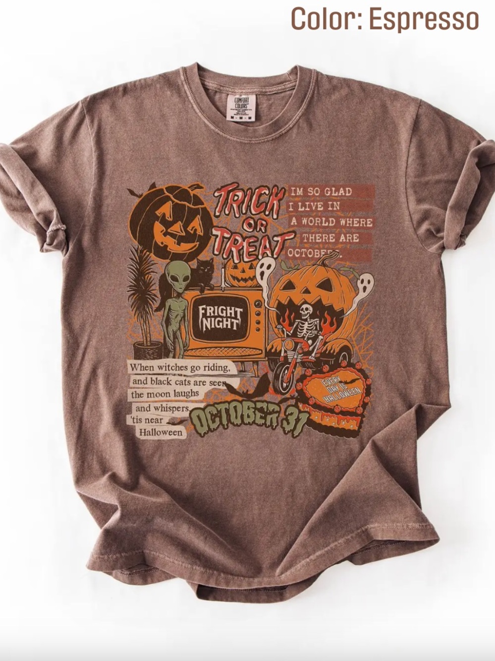 Halloween 'Trick or Treat' Graphic Tee - Espresso